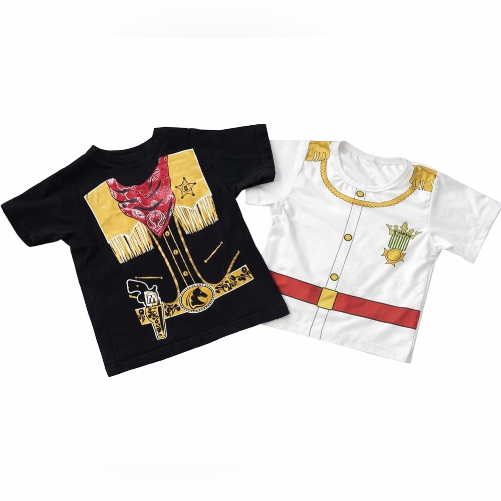 Kids Cowboy & Prince Dress Up T-Shirts Bundle 2T Costume Graphic Tee Set